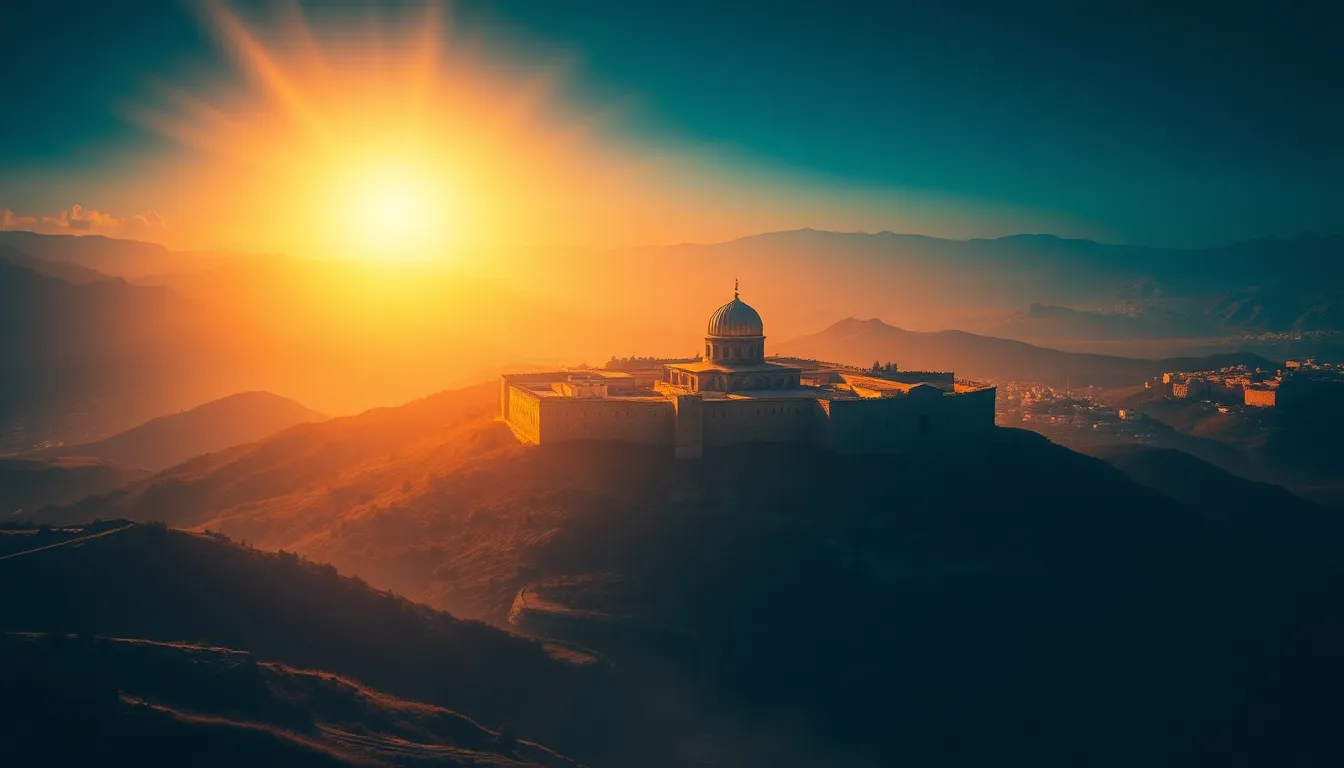 Arte devocional do Salmo 125 — o Senhor ao redor do seu povo como os montes ao redor de Jerusalém