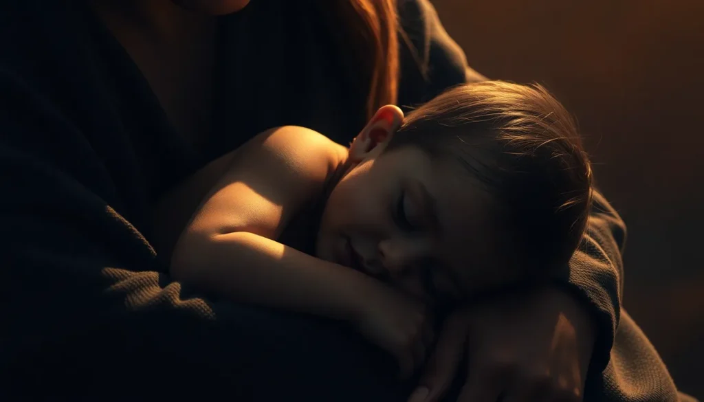 Arte devocional do Salmo 131 — a alma serena como uma criança nos braços da mãe