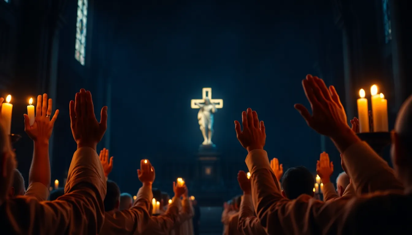 Arte devocional do Salmo 134 — servos que bendizem ao Senhor na vigília da noite
