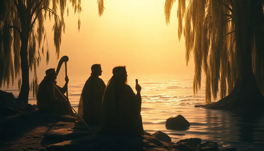 Arte devocional do Salmo 137 — os exilados choram junto aos rios da Babilônia