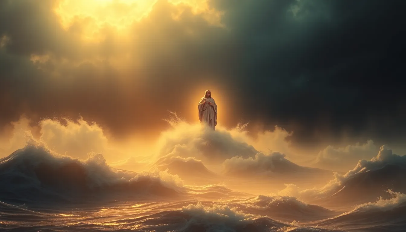 Arte devocional do Salmo 29 — o Senhor dá força e paz ao seu povo após a tempestade
