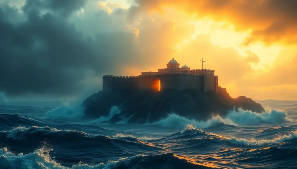 Arte devocional do Salmo 46 — Deus, refúgio e fortaleza em meio à tempestade
