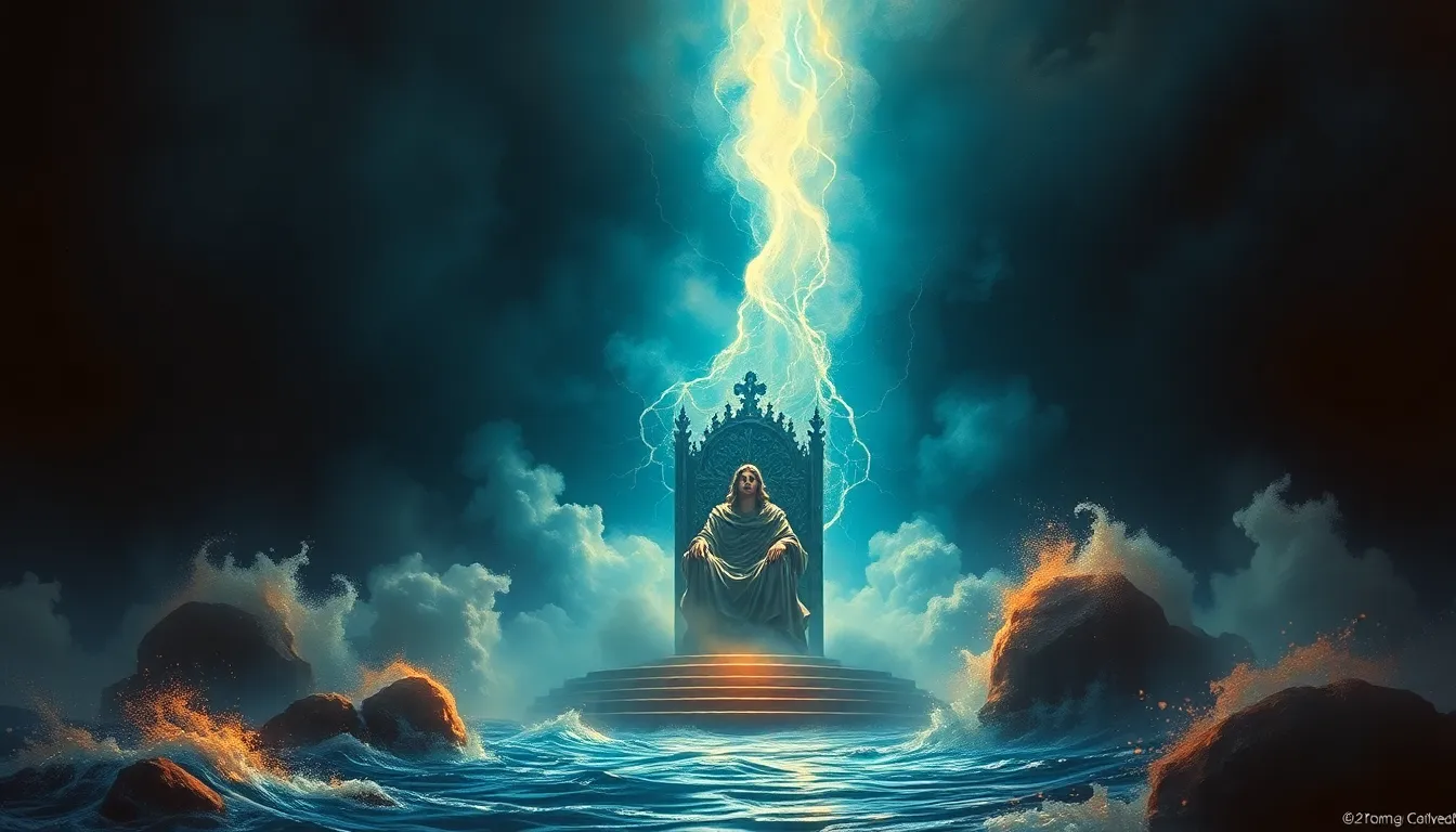 Arte devocional do Salmo 93 — o Senhor mais forte que o bramido das muitas águas
